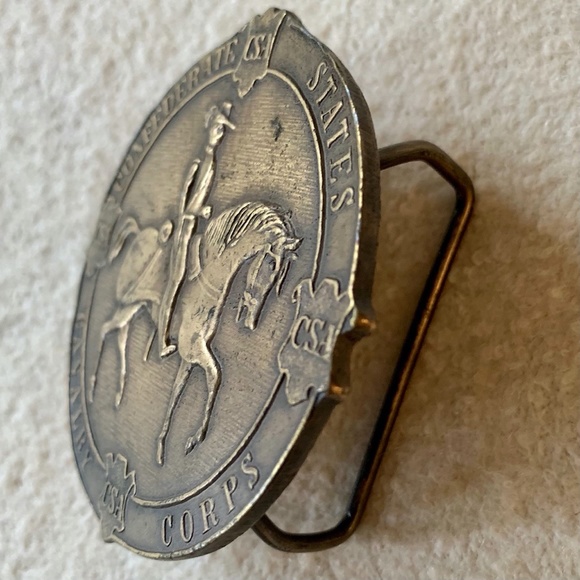 Vintage Brass Confederate States Cavalry Corps Belt Buckle 1970's CSA - Picture 6 of 7